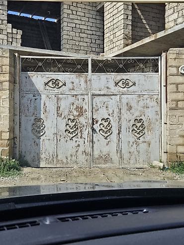 heyet qapsi: Dəmir Həyət darvazası, Yana açılan, Mexaniki, Şəbəkə ilə, rəng - Boz, Kredit yoxdur — 1