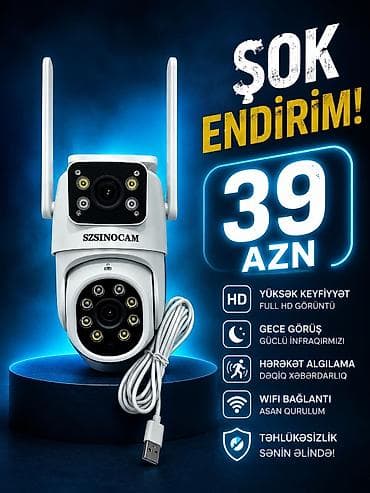 Təhlükəsizlik kameraları 📹 SZSINOCAM 2 Linzalı Wi-Fi Təhlükəsizlik