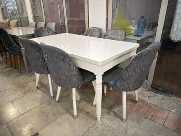 барные стулья: Qonaq otağı üçün, Yeni, Açılan, Dördbucaq masa, 6 stul — 1