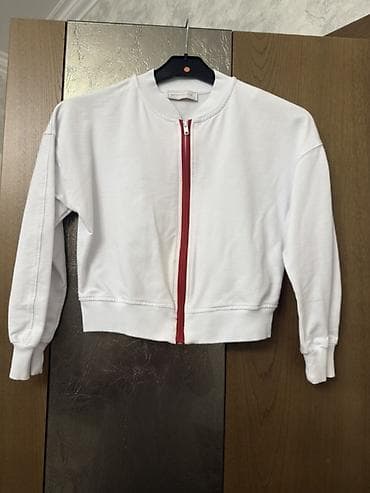 Uşaq üçün ağ rəngdə yüngül sweatshirt/kardiqan tipli üst geyimi