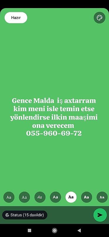 iş axtaranlar: Xidmət: İşə yönləndirmə axtaran namizəd Təsvir: - Gəncə və Malda — 1