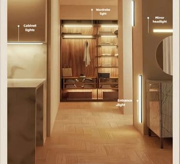 Светодиодный светильник с датчиком движения под шкафом, беспроводная