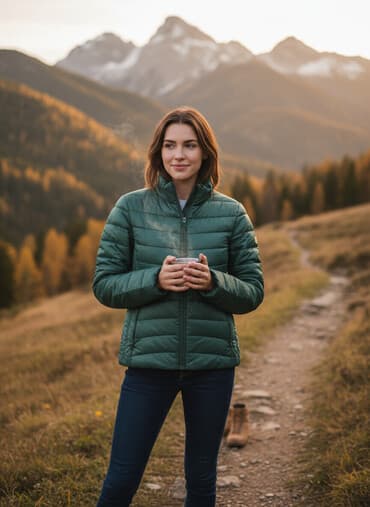 uzuk sekilleri: Yüngül şişmə qadın gödəkçə – tünd yaşıl rəngdə - Model — 1