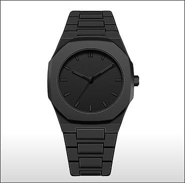 Minimalist dizayna malik tam qara qol saatı. - Korpus: mat