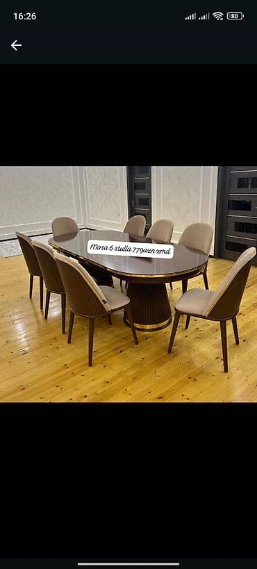 Qonaq otağı üçün, Yeni, Oval masa, 6 stul