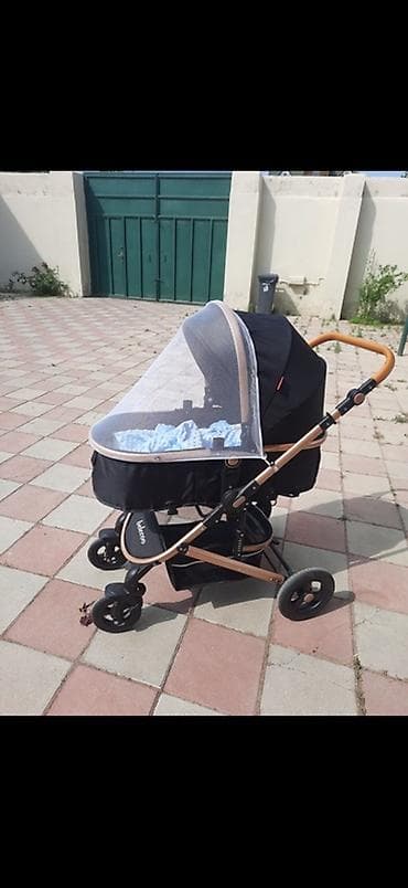 Uşaq arabası – Belecco brendi, qara rəng, qızılı çərçivə