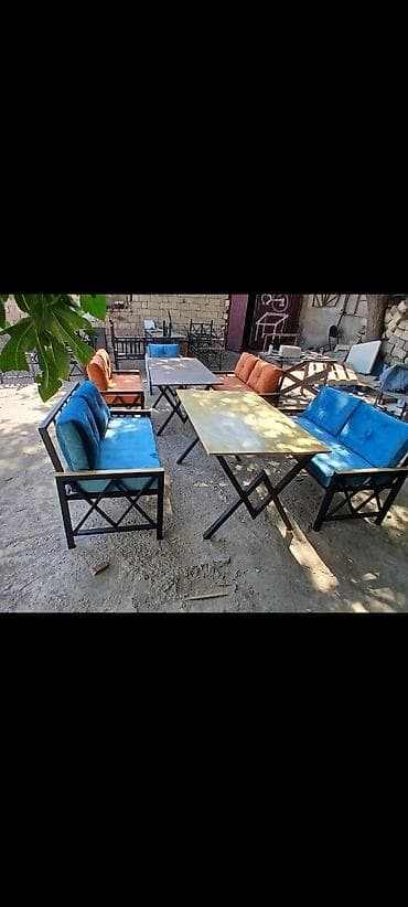 giris qapi: Kafe və həyət məkanları üçün metal karkaslı stol-stul dəsti - Tərkib — 1