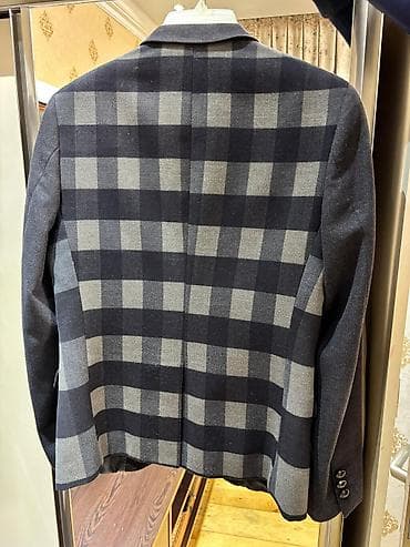 Kişi üçün şıq pencək – iri dama (çek) naxışlı - Rəng: tünd boz/qara və — 2