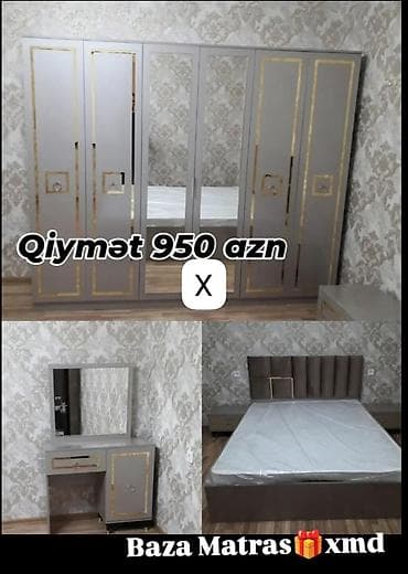 Mebel: Yataq otağı dəsti Qiymət: 950 AZN Dəst tərkibi: - 6 qapılı qarderob — 1