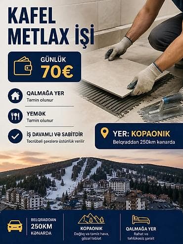 kafe stolari: Kafel-metlax ustaları üçün iş əlaqə +381621441081 - Günlük əməkhaqqı — 1