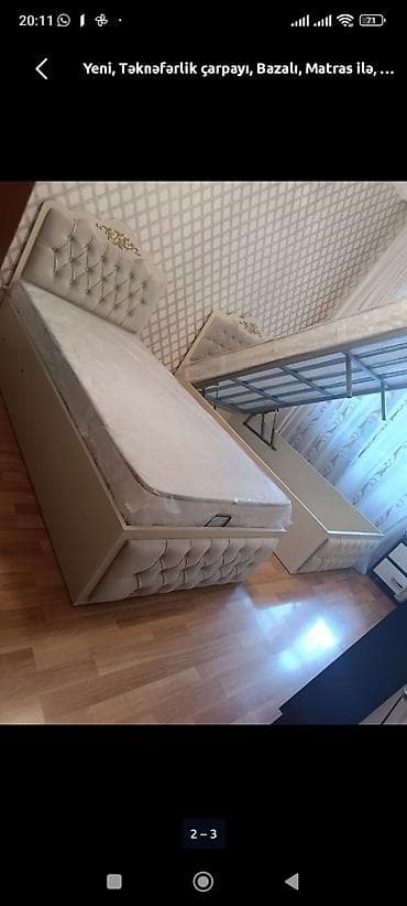 matraş: Yeni, Təknəfərlik çarpayı, Bazalı, Matras ilə, Siyirməsiz — 3