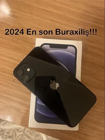 iphone whatch: IPhone 12, 64 GB, Qara, Zəmanət, Simsiz şarj, Face ID — 1