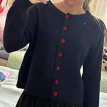 Qızlar üçün trikotaj kardiqan - Rəng: tünd göy (navy) - Dizayn: ön lalafo.az -da Qızlar üçün trikotaj kardiqan - Rəng: tünd göy (navy) - Dizayn: ön