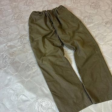 cırıq şalvarlar: Unisex geniş kəsimli şalvar – zeytun-yaşıl - Model: gündəlik/utility — 3