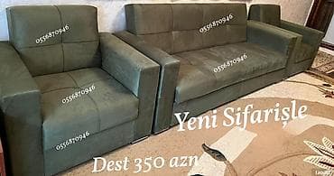 диван и 2 кресла мягкая мебель: Divan kreslo dəsti Yeni sifarişlə yumşaq mebel dəsti Tərkib: - 3 — 1