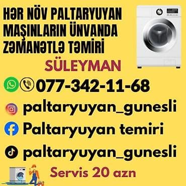 Paltaryuyan maşınların təmiri, köhnə paltaryuyanların alışı və satışı