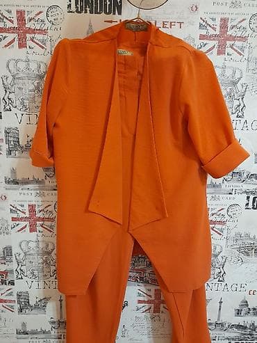 Narinci rəngli 38 olculu tam yay üçün serin materiallarına kostyum — 3