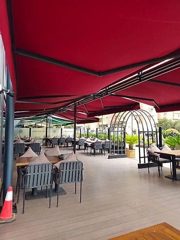 Teras üçün qatlanan tent sistemi - Rəng: Bordo (parlaq, UV-yə davamlı