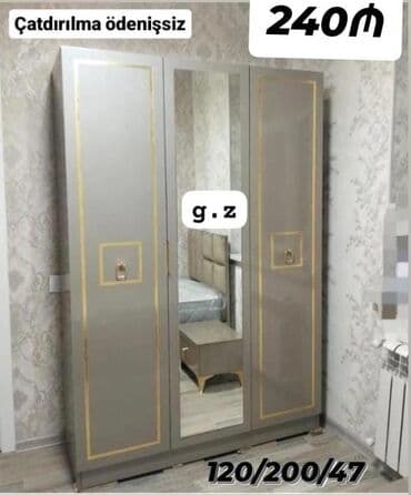 şkaf kupe qiyməti: Yeni, Açılan, 4 qapılı Düz dolab, Qarderob, paltar dolabı — 10
