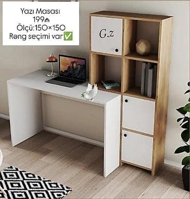Yazı masası və rəf sistemi - Ölçü: 150 × 150 - Rəng seçimi var Masa