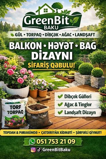 GreenBit Baku – Balkon, Həyət və Bağ Dizaynı Xidmət və məhsullar: -