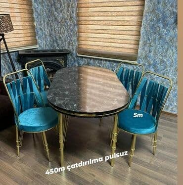 Masa və oturacaq dəstləri: Mətbəx üçün, Yeni, Açılmayan, Dördbucaq masa, 4 stul — 2