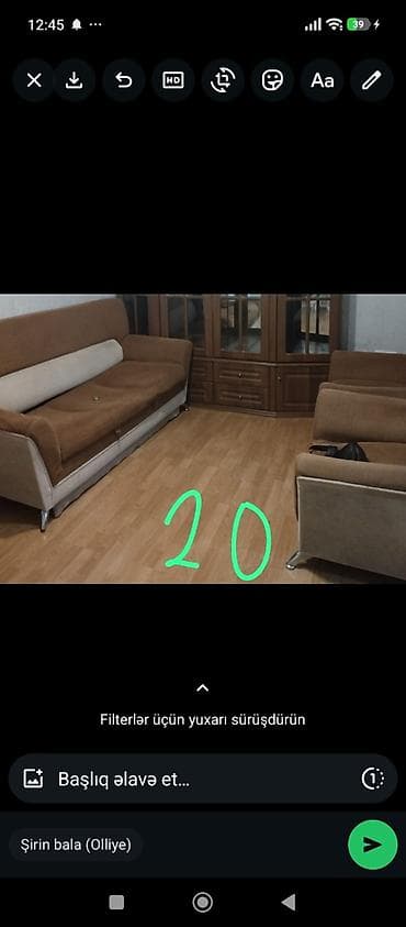 TƏCİLİ SATILIR DİVAN KRESLO ❗❗❗Qonaq otağı dəsti - 3 nəfərlik divan — 1