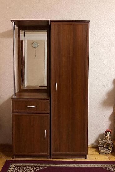 kunc şkaf: 2 qapılı, Güzgülü, Qəhvəyi, Digər material, Açılan, Düz dolab — 1