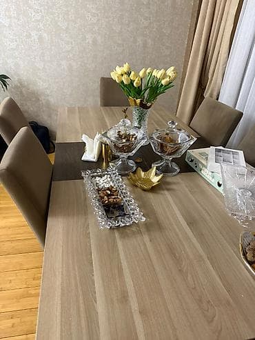 işçi stol: Qonaq otağı üçün, Açılmayan, Dördbucaq masa, 6 stul — 3