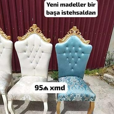 ütu stolu: Taxtalı süsləməli, yumşaq oturacaqlı nahar/kreslo stulları - Klassik — 6