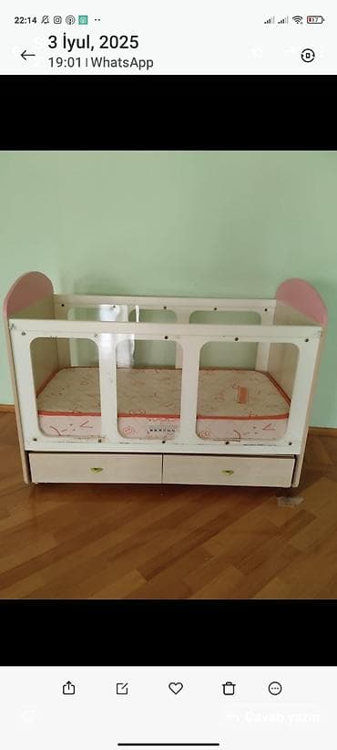 Oğlan və qız üçün, Dördbucaq, Beşik, Dəstsiz, Matras ilə, Yellənmə mexanizmsiz