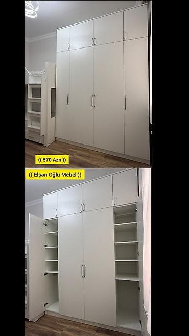 şkaf: Yeni, 4 qapılı, Ağ, Digər material, Açılan, Düz dolab — 1