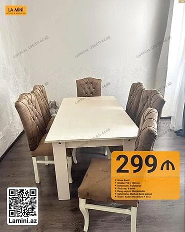 Qonaq otağı üçün, Açılmayan, Dördbucaq masa, 6 stul — 1