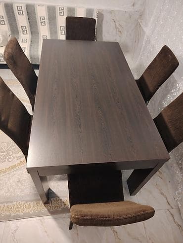 saloglu mebel stol stul: Qonaq otağı üçün, İşlənmiş, Açılmayan, Dördbucaq masa, 6 stul — 1