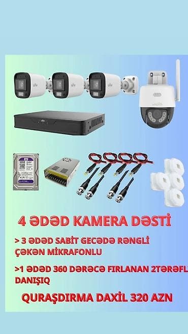 kamera kabeli: Kamera təhlükəsizlik sistemləri 4 ədəd kamera Video qiydiyyat aparatı — 9