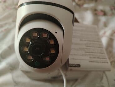 insta 360 qiymeti: Ağ rəngli, fırlanan korpuslu təhlükəsizlik kamerası. Led işiq, gecə — 3