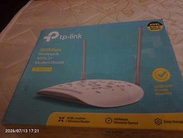 adsl modem: TP-Link TD-W8961N – ADSL2+ Wi‑Fi modem-router Xüsusiyyətlər: - Simsiz — 2