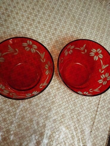 salat: Qırmızı şüşə qablar dəsti – 2 ədəd - Material: şüşə - Rəng: tünd — 1