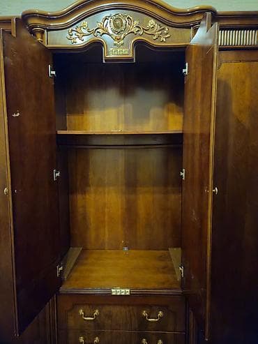 qarderob: İşlənmiş, 4 qapılı, Siyirməli, Qəhvəyi, Taxta, Açılan, Düz dolab — 4