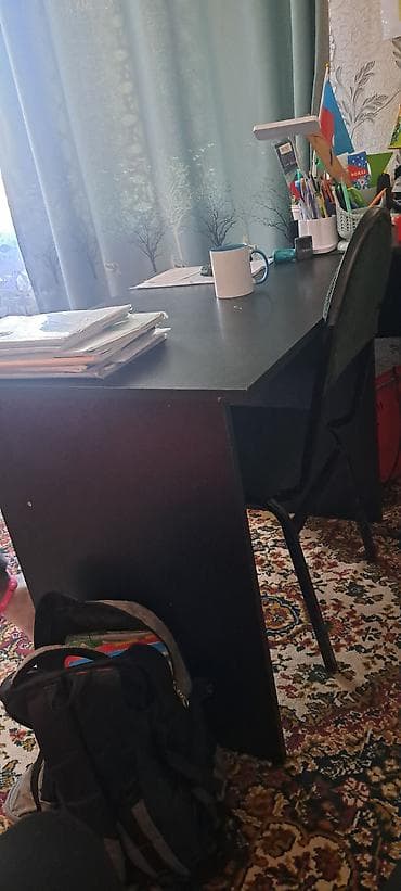 Düz masa, Stulsuz, Polkalı, Siyirməsiz, MDF — 1