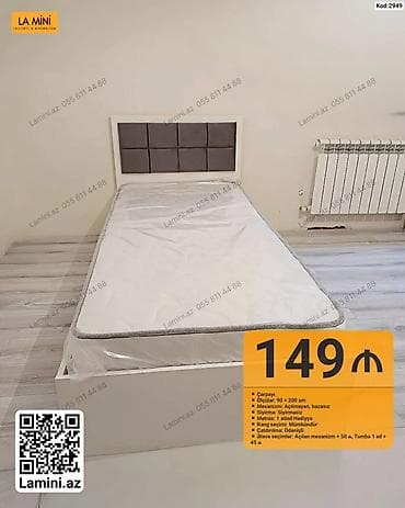 Məhsul: Tək nəfərlik çarpayı - Ölçü: 90 × 200 sm - Mexanizm