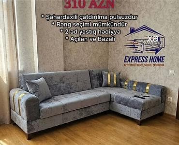 Divanlar: Künc divan – Express Home - Açılan və bazalı künc divan modeli - — 1