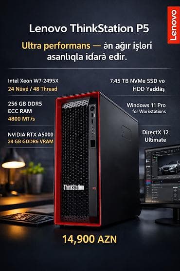 3 birinde printer: Super Güclü Workstation — Lenovo ThinkStation P5 Təcili satılır real — 1
