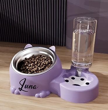 yem satışı: Şəxsi ad yazılı pişik yem və su qabı seti Ev pişikləri üçün gündəlik — 2