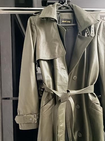 Sviterlər: Kemal Deri marka dəridən uzun trençkot - Material: həqiqi dəri — 6