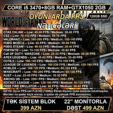 nexus 7: Oyun üçün Kompüter "RGB Core i5 3470 8GB Ram GTX1050 2GB 128GB SSD” — 4