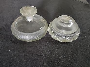 Şüşə ətir şüşələri dəsti (2 ədəd) - Material: qalın, buzlu şüşə - — 1