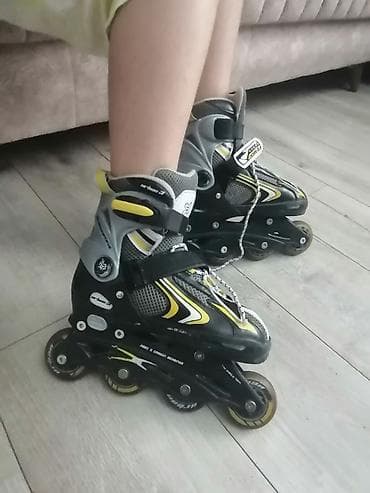 Roliklər: Uşaq üçün tənzimlənən inline roliklər - Rəng: qara-sarı-ağ, boz — 2