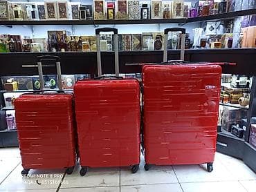 3-lü sərt korpuslu çamadan dəsti – parlaq qırmızı rəng - Ölçülər