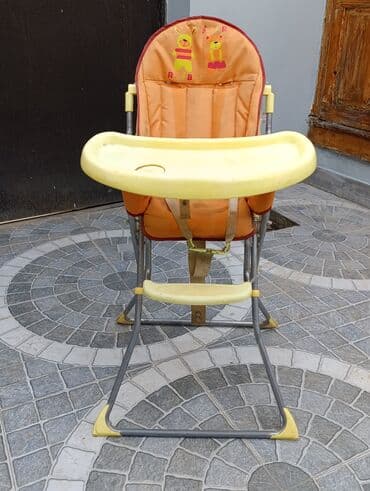 maşın uşaq ucun: Uşaq yemək stulu - Rənglər: narıncı oturacaq, sarı süfrə və ayaq — 1